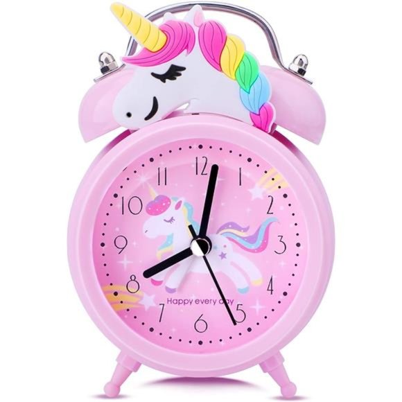 Unicorn Alarm Clock for Girls Kids, Cute Bedroom Decoration, Non Ticking Silent - Picture 1 of 6